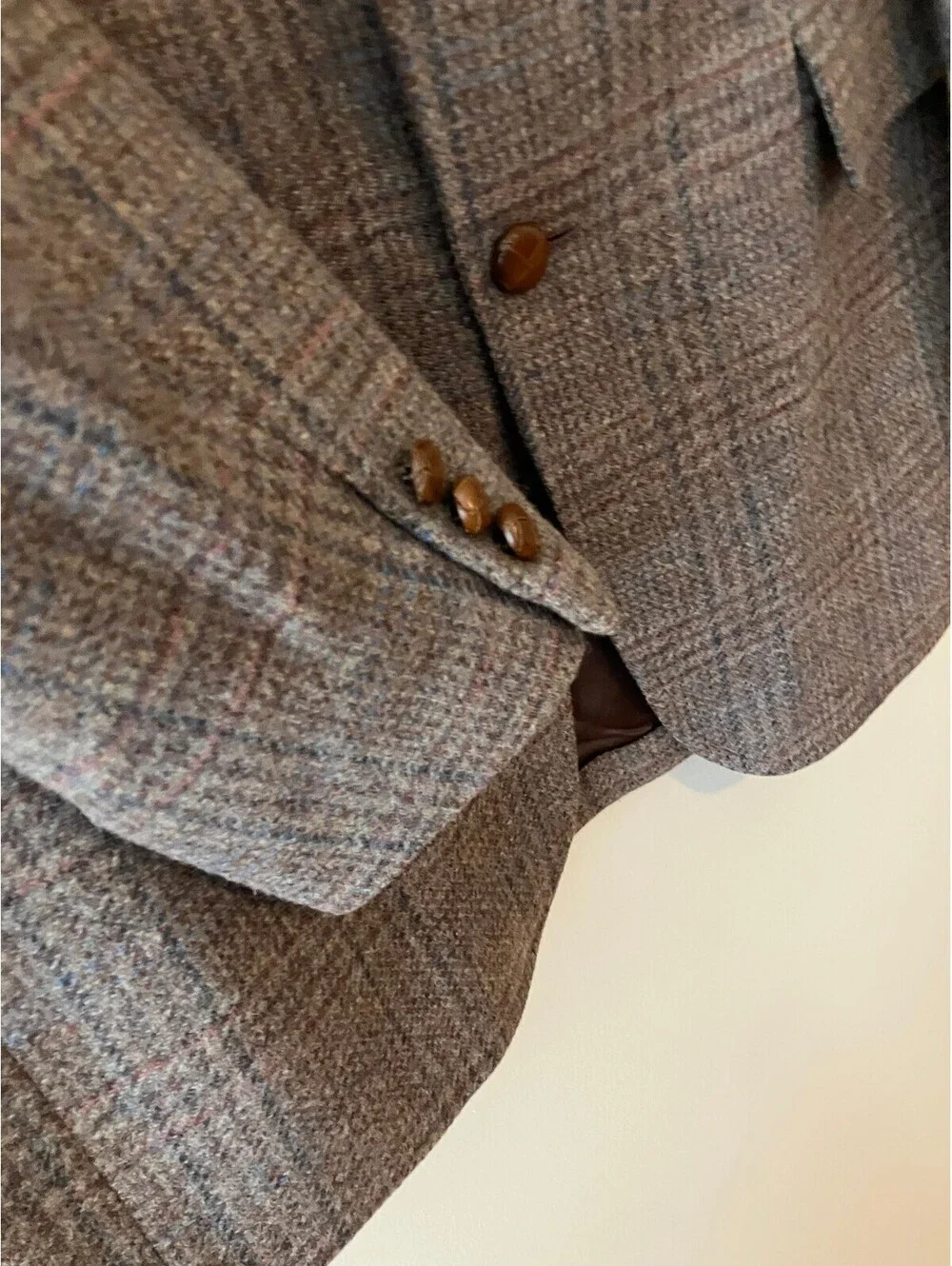 Vintage Hart Schaffner Marx Tweed Sport Coat Aprox 44R Brown Glen Plaid Wool